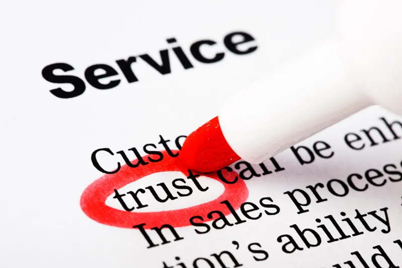 Service and trust highlighted on a document